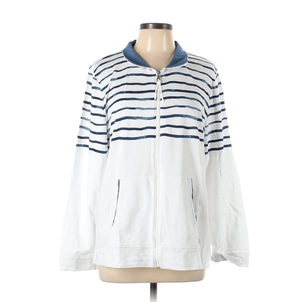 T by Talbots French Terry Zip Up Sweater Jacket Size: L